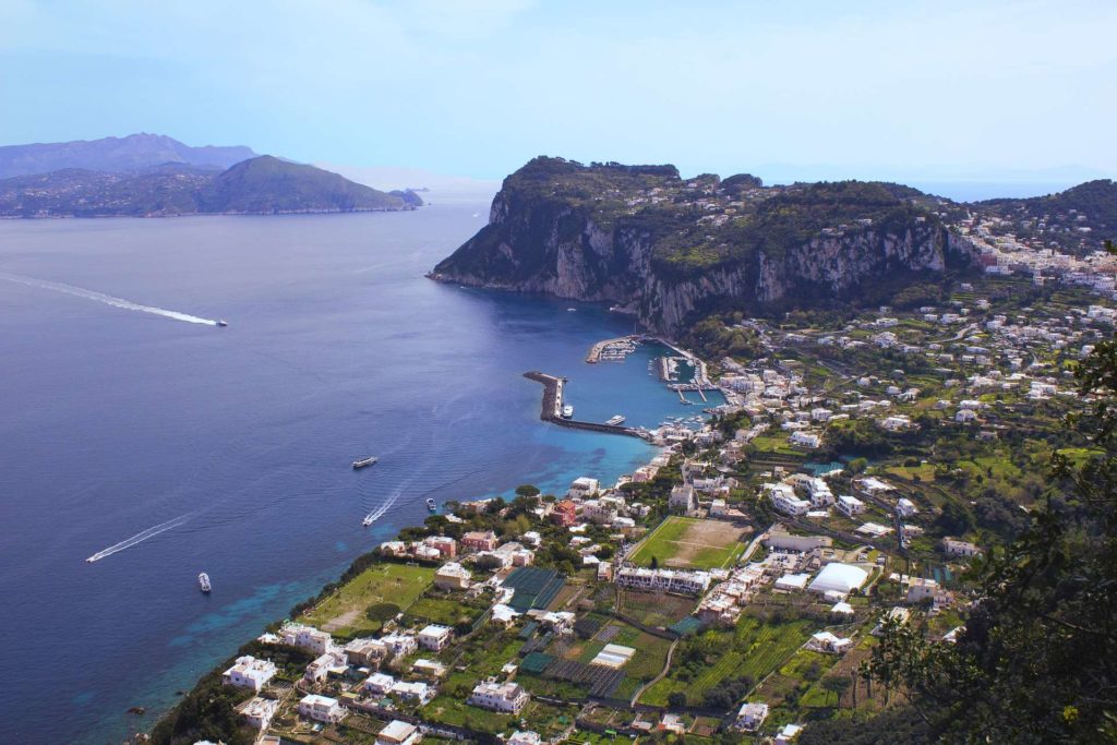 Drone picture of Capri and it hourbor