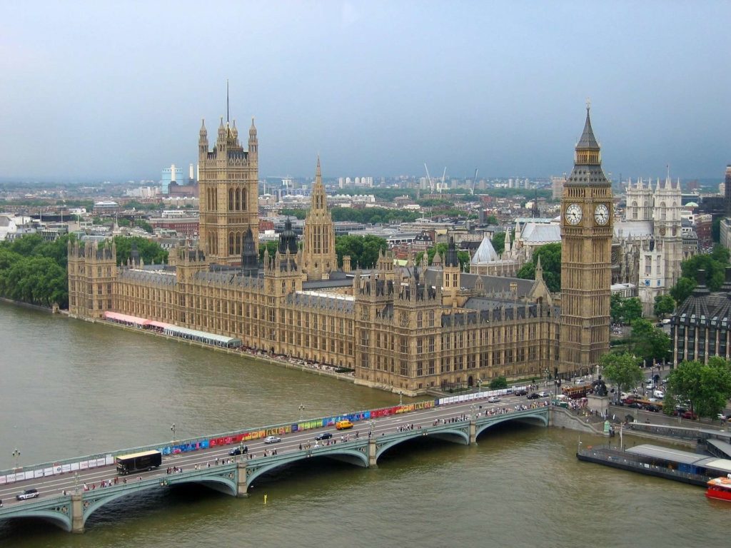 Picture of Big Ben Tower and The Parliamen from the air 