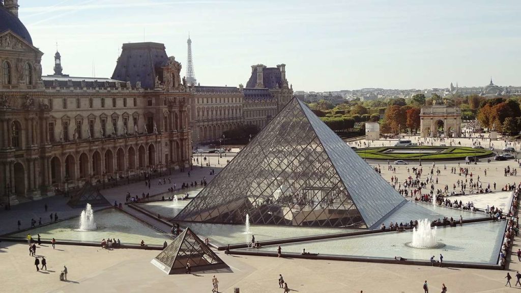 Louvre Museum pyramid glass building