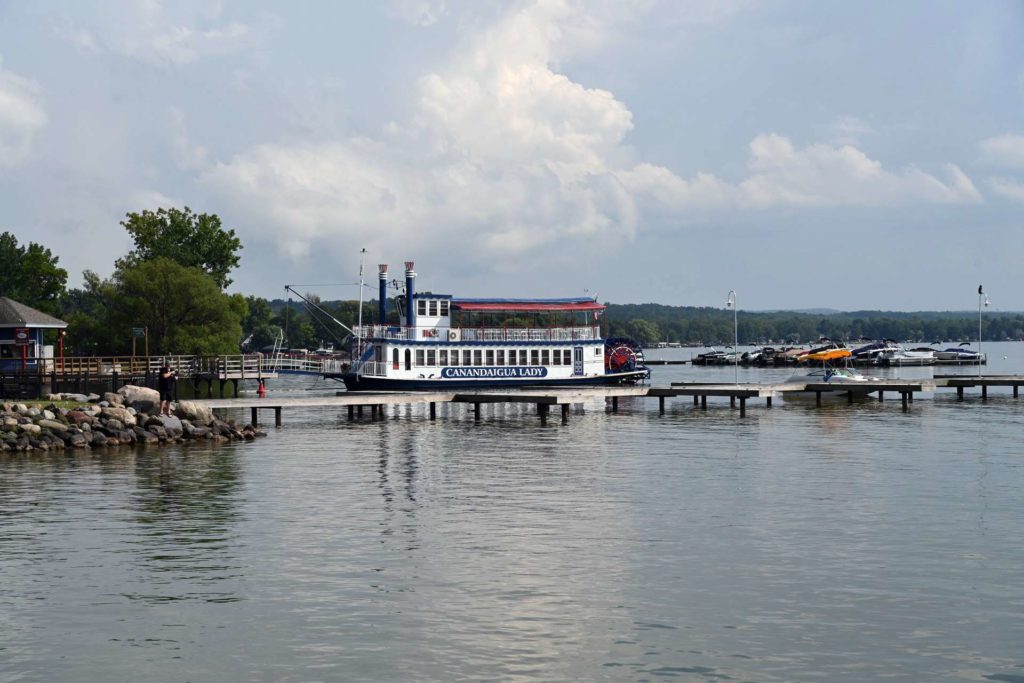 picture showing boat Canandaigua anchored near the shore
