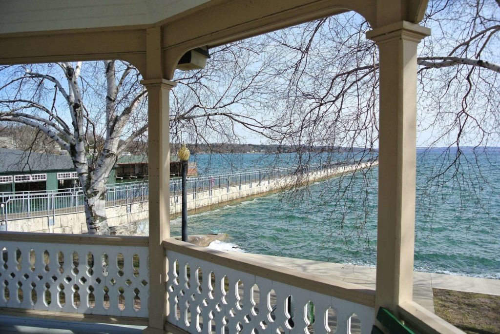 the lake view from small gazebo