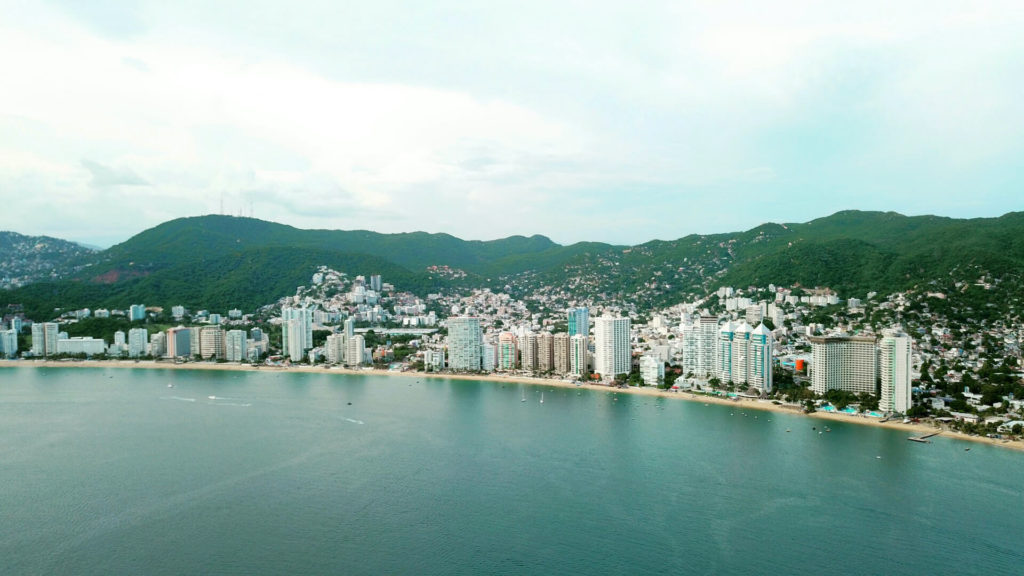 Acapulco coastline showing hotels and beaches