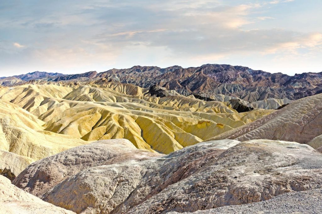 yellow hills and landscape of death valley national park