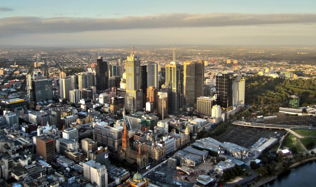 Melbourne cityscape picture taken from the air