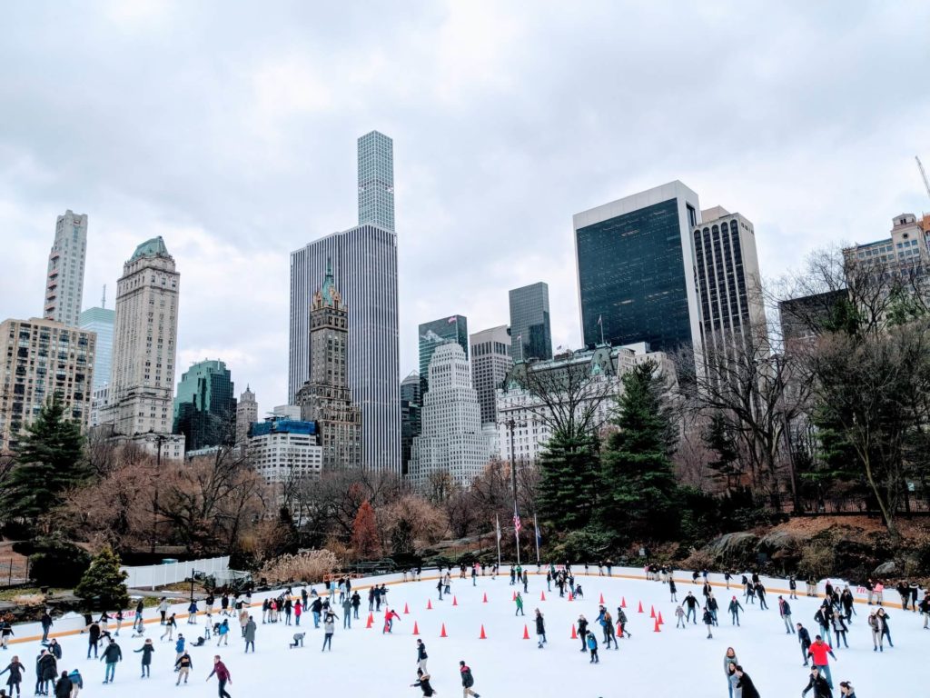 People ice skating in central park
