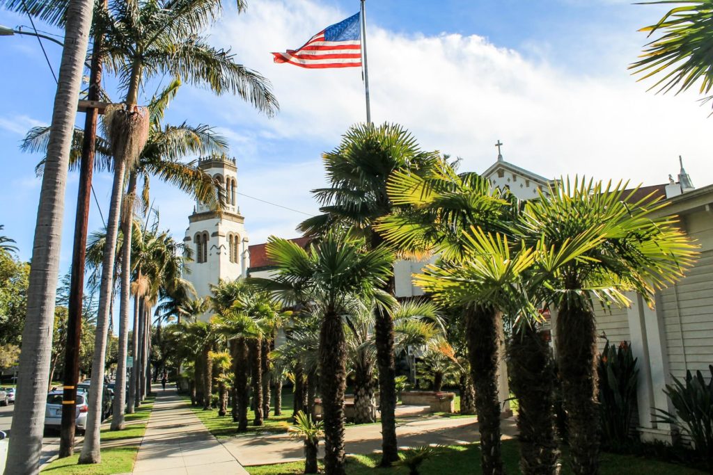 Street of Santa Barbara with palms