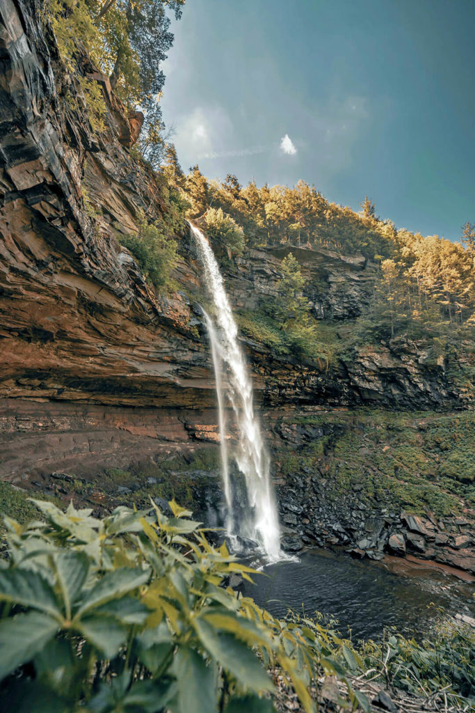 a wide shot of kaaterskill falls ny