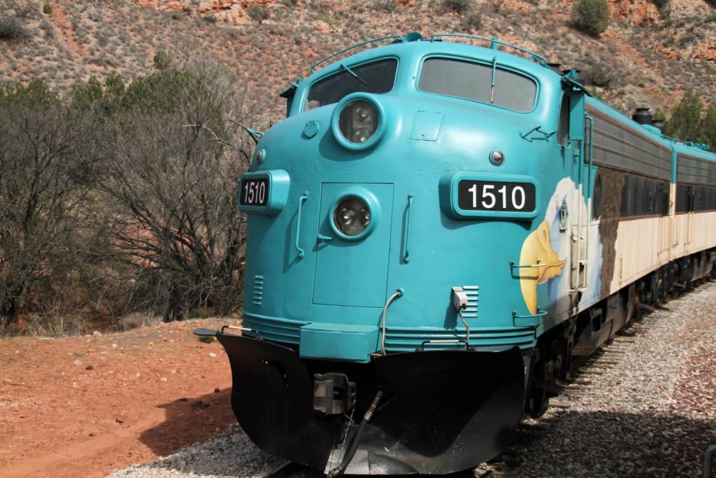 verde canyon train on railroad